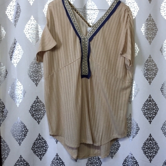 Blu heaven Geometric Trim Ribbed Semi Sheer Swimsuit Coverup Size Medium - Picture 1 of 5
